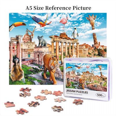 FUNNY CITIES WILD ROME Wooden Jigsaw Puzzle 500 Pieces Educational Toy Painting Art Decor Decompression toys 500pcs