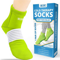 BB CARE [Premium] Cold Therapy Socks, Foot Ice Pack, w/Compression Straps, Swollen Feet, Arthritis, Ice Packs for Foot Neuropathy Relief, Plantar Fasciitis, Chemotherapy Care (Medium, 9.8") - [Green] Medium (1 Pair)