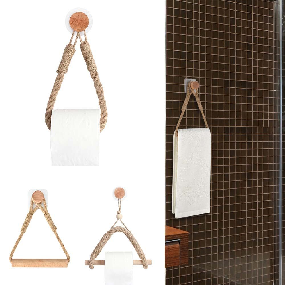 V75 Knitting Vintage Home Wall Mounted Kitchen Hotel Bathroom Supplies Towel Hanging Rope Toilet Paper Holder Storage Rack