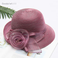 Vintage Curl Fedora หมวกดอกไม้ Headpiece ผู้หญิง Beach Travel Party Chapeau หมวกกลางแจ้ง Sun หมวก Lady งานแต่งงาน Fascinator หมวก