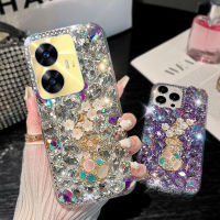 เคส Realme Oppo C53 C55 C33 C35 C53 GT Reo 3 3T 2 Pro 8 9 10 Pro + เคส3D เคสโทรศัพท์แจกัน3D พลอยเทียมเคสโทรศัพท์เคสโทรศัพท์แวววาว