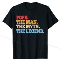 Funny Father, Dad &amp; Grandpa Shirt -Pops The Man The Myth Tee T-Shirt Plain Casual T Shirts Cotton Tees for Men Gift