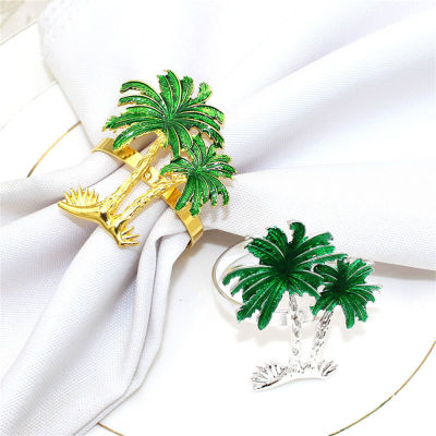 Delicate Party Green Wedding Napkin Buckle Coconut Tree Mouth Napkin Ring