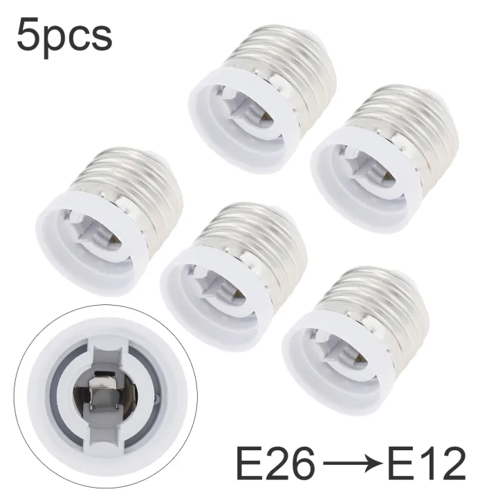 E26 to Candelabra E12 Screw Reducer 5Pack Medium Base Light Bulb