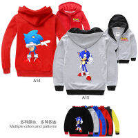 Sonic เสื้อผ้าเด็กเสื้อโค้ทบางแฟชั่นลำลองการ์ตูนเม่นซิป Hoodie