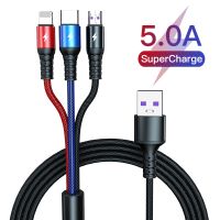 (SHANG LONG)ซูเปอร์ชาร์จ3 In 1 USB สายสำหรับ Huawei iPhone 14 13 12 11 Pro 2in1 3in1ชาร์จเร็ว8Pin Samsung ไมโครประเภท C