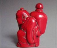 ❃▥ 3in Collectable Beautiful Chinese Coral Carving Snuff Bottle