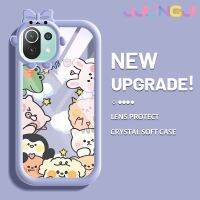 Jjlingji เคสสำหรับ Xiaomi 11 Lite 5G 11 Lite 5G Ne ลวดลายสัตว์น่ารักการ์ตูนสีสันสดใสน่ารักกล้องมอนสเตอร์น้อยนิ่มสำหรับเลนส์เคสใสกันกระแทกแบบใสง่าย