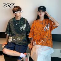 2 rz mens couple short sleeve T-shirt male summer wind the tide teenagers round collar blouse shirt tide --ntx230801❡✎