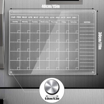 ✌☾ 40x30cm Magnetic Acrylic Board for Refrigerator Daily Weekly Monthly Planner Marker Board Dry Erase Magnetic Calendar Memo Board
