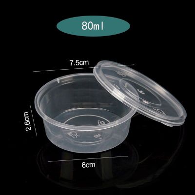 hotx【DT】 10pcs 80ml Disposable Plastic Sauce Pot Cups with Lids Vinegar Trial Eating Storage