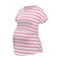 Womens Maternity Clothes Fashion Stripe Print Lacing Breastfeeding Clothing Pregnant Nursing Top Summer Pregnancy T-shirt 2022