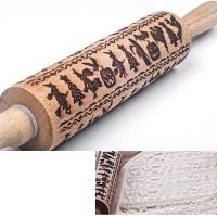 Embossed Rolling Pins for Baking 35cm Wooden Roller Pin with Halloween pumpkin Best Gift for Wedding  Holiday and Friends Bread  Cake Cookie Accessori