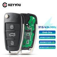 KEYYOU กุญแจรถยนต์รีโมทสำหรับ Audi A3 A2 S3 TT A4 S4 Cabrio Quattro Avant 2005-2013ปี315/434Mhz ชิป ID48การควบคุมอัตโนมัติ