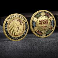 Put On The Full Armor Of God Challenge Coin Pray Always Souvenir Collectible Coin Gold Plated Commemorative Coin