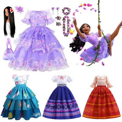Disney New Encanto Costume for Girls Princess Dress Suit Cosplay Charm Isabela Mirabel Dolores Carnival Birthday Party Clothes