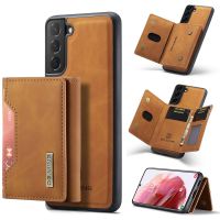 ๑ Leather Wallet Card Slots Holder Phone Case For Samsung Galaxy S22 Note 20 Ultra S21 S20 FE Plus Detechable Magnetic Cover