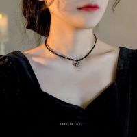 [COD] ซูเปอร์เม้งแมว 14K สร้อยคอสปิเนลสีดำเคลือบทอง choker ห่วงโซ่กระดูกไหปลาร้าน้ำหนักเบาหรูหราเฉพาะกลุ่มเปลือกหอยแมวดำ