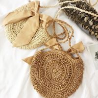 Womens Straw Rattan Wicker Crochet Woven Beach Summer Handmade Bag