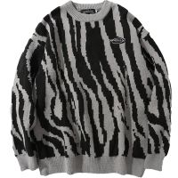 ▪▫✺ Japanese Harajuku Vintage Sweater Winter Zebra Striped Round Neck Pullovers Knitted Couples Hip Hop Loose Fashion Sweaters Tops