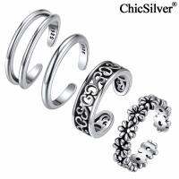 Chicsilver แหวนนิ้วเท้าปรับขนาดได้4ชิ้นสำหรับ925เงินสเตอร์ลิงวัยรุ่นผู้หญิงวงแหวนหางเปิดแหวนนิ้วเท้าแบบเปลือย twzhvj