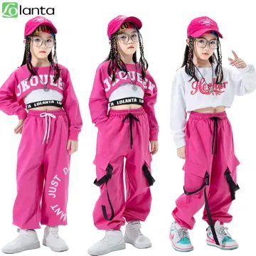 LOlanta Kids Clothes Hip-hop Suit Dance Clothes Girls Boys Polo Shirt Denim  Pants Outfit Jazz Dance Performance Fashion Costume Casual Outfit 4-16  Years