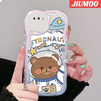 เคส JIUMOO สำหรับ OPPO A3s A12E A5 2018 Realme C1เคสการ์ตูนนักบินอวกาศลายหมีคลื่นเนื้อครีมกันกระแทกแบบใสนิ่มเคสมือถือโปร่งใสลายกล้องถ่ายรูปที่สร้างสรรค์ซิลิกาเจลฝาครอบป้องกัน