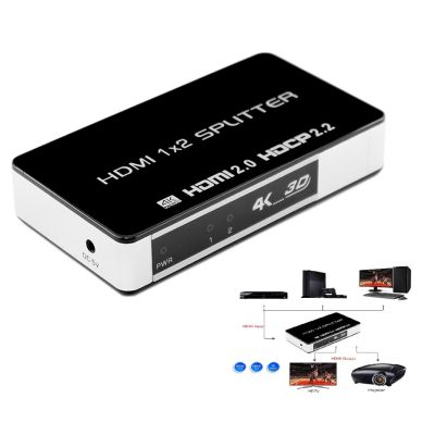 True UHD 4K HDMI-Compatible 2.0 Splitter Amplifier 1X2 HDR 3840X2160P/60HZ 1 In 2 Out HDCP 2.2สำหรับ PS4โปร HDTV สีน้ำเงิน