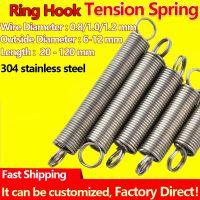 304 Stainless Steel Extension Coil Spring Wire Diameter 0.8 1.0 1.2mm Ring Hook Tension Spring Pullback Spring