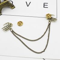 【Fashion house]Western ยอดนิยม Retro Punk สไตล์เข็มกลัด Skull Claw เข็มกลัด Pins เสื้อ Collar Pin Chain โลหะผสม Pins และเข็มกลัดผู้ชายเครื่องประดับ