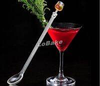 22.5cm long 10 pieces/bag Multi-color acrylic plastic mini Cocktail Whisks stir stick with small spoon for drink decor stickers