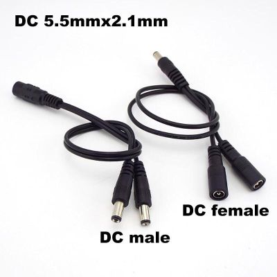 2 way DC Power adapter Cable 5.5mmx2.1mm 1 male to 2 female 2 Male Splitter connector Plug extension for CCTV LED strip light  Wires Leads Adapters