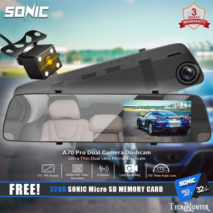 A70 Pro Mirror Dual Camera Dashcam UltraThin Dual Lens Mirror Dashcam