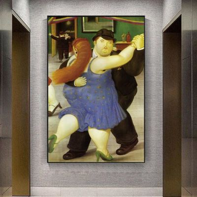 ศิลปะที่มีชื่อเสียงโดย Fernando Botero ภาพวาดผ้าใบนักเต้นโปสเตอร์และพิมพ์ภาพผนังศิลปะสำหรับห้องนั่งเล่นตกแต่งบ้าน Cuadros