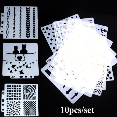 ✲▼ 10pcs/set DIY Craft Layering Stencil For Wall Painting Tattoo Stencil for Body Art Scrapbooking Templates Embossing Paper Card