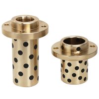 ﹍ 1pcs 35mm inner diameter MPIZ Graphite Brass Sleeves Embedded round flange Oil free bushing wear sleeve hollow tube small duct