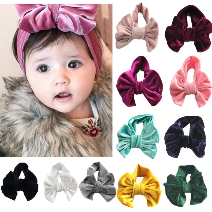 Forever CY Baby】Baby Girls Headbands Cute Big Bow Hair Band Winter Princess Ribbon  Hair Soft Velvet Baby | Lazada PH