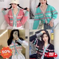 MAS คาร์ดิแกน เสื้อคลุมสไตล์เกาหลี  สเวตเตอร์มินิฮาร์ท โทนพาสเทล Cardigan ส่งฟรี!