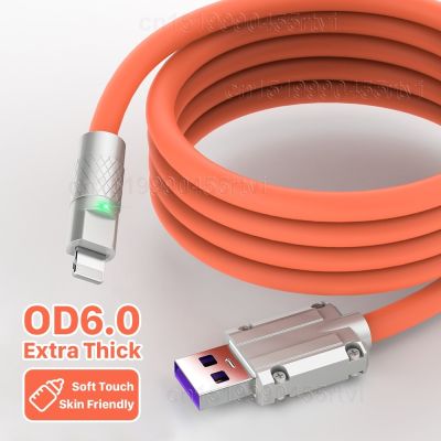 OD6.0 USB Charging Cable For iPhone 14 13 12 11 Pro Max XS 6s 7 8 Plus Extra Thick Soft TPE Phone Charger Cord Data Charger Wire