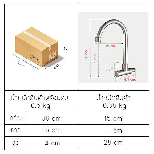 ก๊อกน้ำ-ซิ้งค์ล้างจาน-ล้างหน้า-อเนกประสงค์-สแตนเลส-304-แบบเจาะผนัง-ทรงโค้ง-รุ่น-c1m025-sus4633