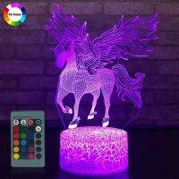 【✆New✆】 yisiguyi0 รีโมทคอนโทรล/สัมผัส3d ไฟ Led กลางคืน Light Unicorn Series 7/16ไฟ Led เปลี่ยนสีโต๊ะโคมไฟตั้งโต๊ะเด็กของประดับบ้านวันคริสต์มาส D30