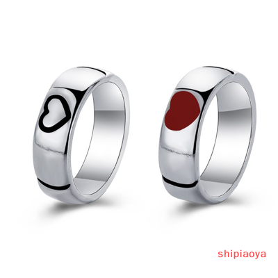 Shipiaoya แหวนคู่รักลายหัวใจคู่ในวันครบรอบสีแดงสดสำหรับผู้หญิงผู้ชายชุดของขวัญเครื่องประดับสวยงาม2ชิ้น