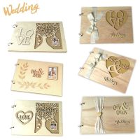 20/40 Page Wooden Wedding DIY Message Book Creative Signature Book MR MRS Photo Album Wedding Decoration Supplies Sign-in Book