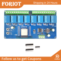 Foriot  แหล่งจ่ายไฟ DC5-30V ESP32 WIFI BT BLE รีเลย์แปดทางบอร์ดการพัฒนาขั้นทุติยภูมิ ESP32ห้องเหมาะสำหรับ ESP32การพัฒนาขั้นทุติยภูมิการเรียนรู้การควบคุมไฟบ้านไร้สายอัจฉริยะและโอกาสอื่นๆ