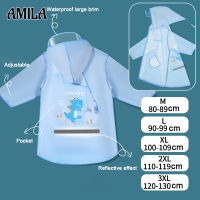 AMILA เสื้อกันฝนสำหรับเด็ก,เสื้อปอนโชหนากันน้ำการ์ตูนเด็กประถมเด็กชายอนุบาลทั้งชุดกันฝนเต็มตัว เสื้อกันฝน