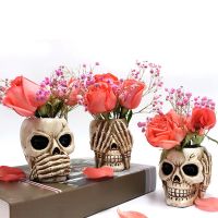 3Piece Gothic Skeleton Planter Container Office Planter Succulent Plant Organizer Halloween Ornament