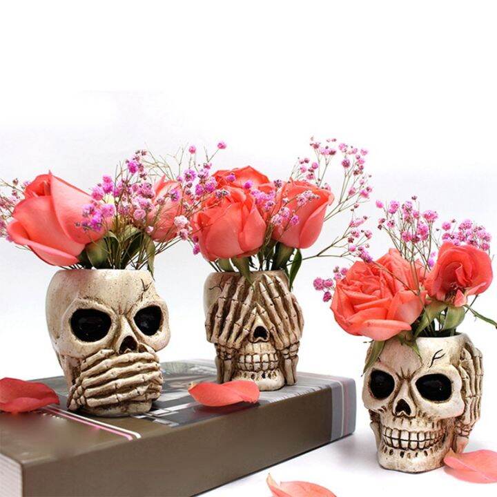 3pcs-skull-head-flower-pots-gothic-skeleton-planter-container-halloween-ornament