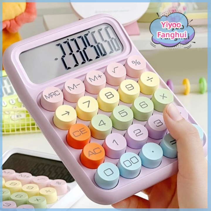 yiyoo-เครื่องคิดเลขเกาหลี-kawaii-เครื่องคิดเลขการ์ตูนลูกอม-colour-เงียบคีย์บอร์ดแบบกลไกตั้งโต๊ะเครื่องคิดเลขบัญชีและการเงิน