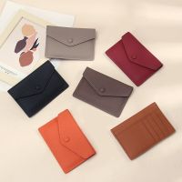 Ultra-thin Ins Style Genuine Leather Card Holder Fashion Mini Short Envelope Women Wallet Korean Japan Credit Card Case Purse Card Holders