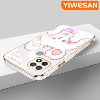 YIWESAN เคสสำหรับ OPPO A15 A35 A15s 4G เคสลายการ์ตูนน่ารักดั้งเดิมเป็นซิลิโคนนิ่มกันกระแทกบางเคสโทรศัพท์ชุบหรูหราเคสป้องกันเลนส์กล้องแฟชั่นคลุมทั้งหมด